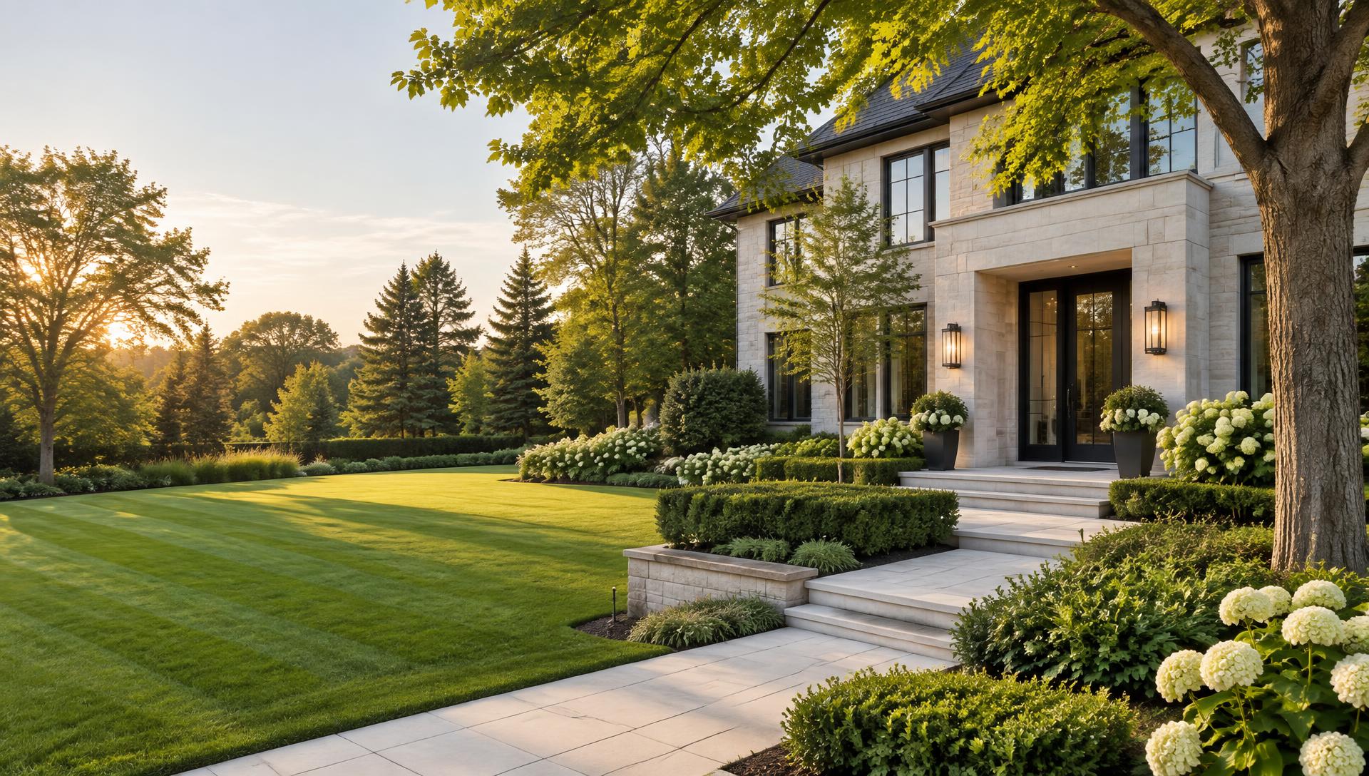 Manicured lawn and gardens at a premium GTA-style property